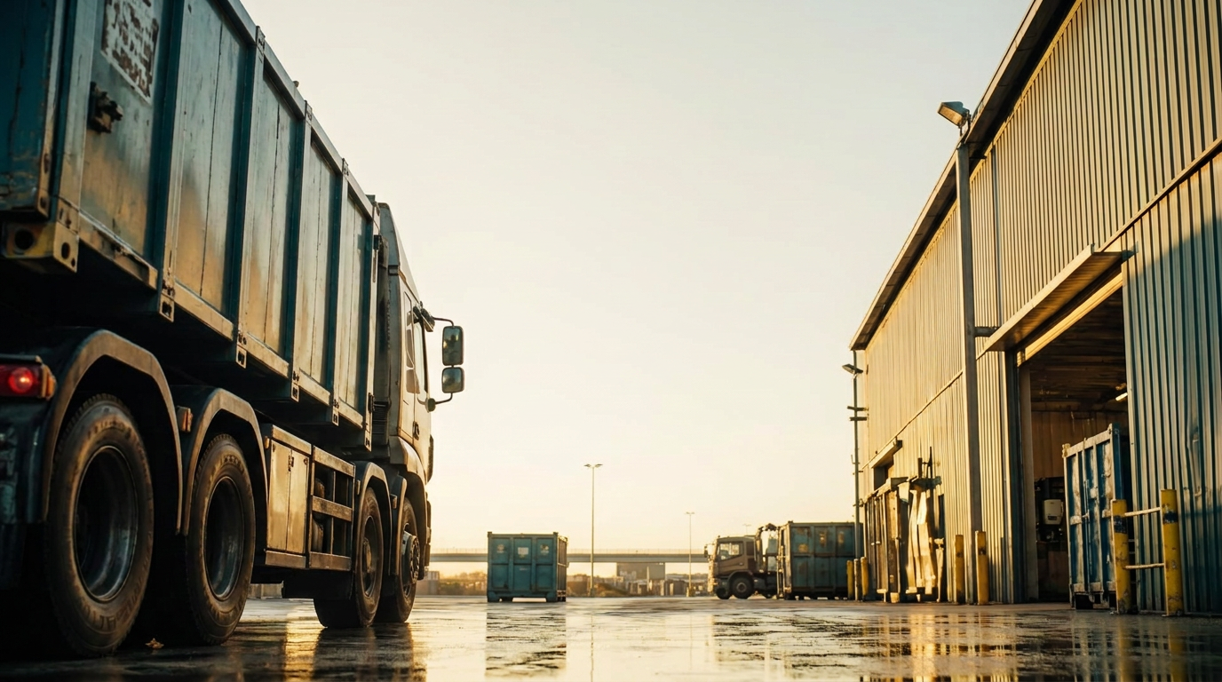 Jett industrial logistics operation in warm daylight